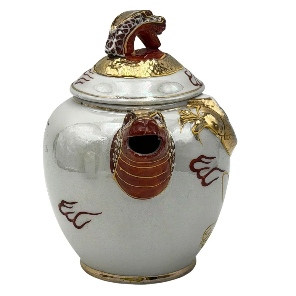 Vtg Gem China Japan Moriage Dragonware Teapot Sugar Bowl Dragon Head‎ Spout READ
